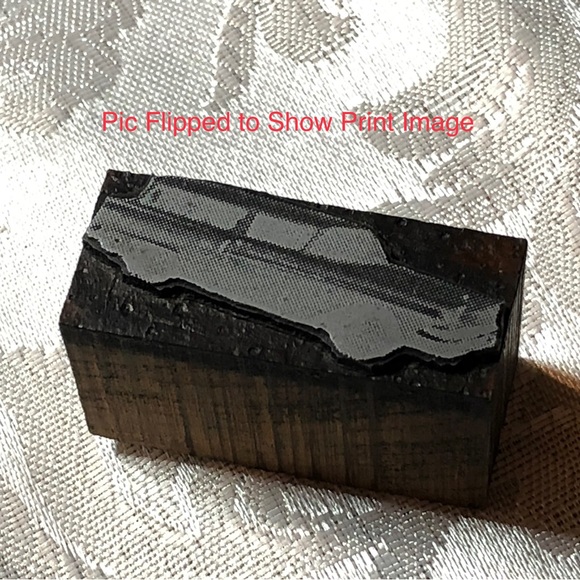 Antique Wooden Print Block 50s Station Wagon Screened - Picture 1 of 5